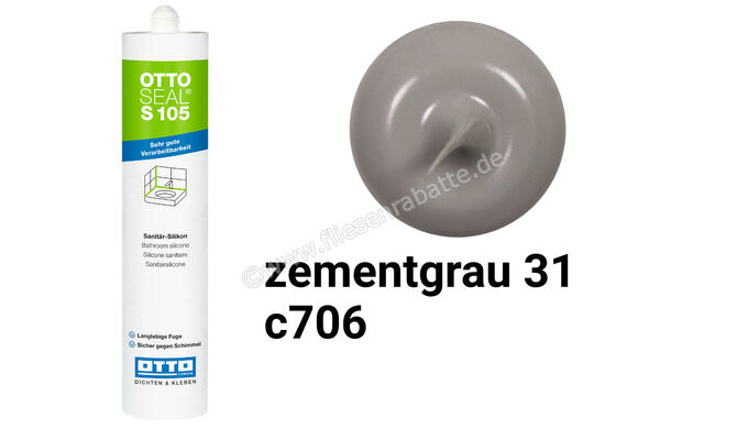 Otto Chemie OTTOSEAL S 105 Sanitär-Silikon 310 ml Kartusche Zementgrau 31 S10504C706 | 418711