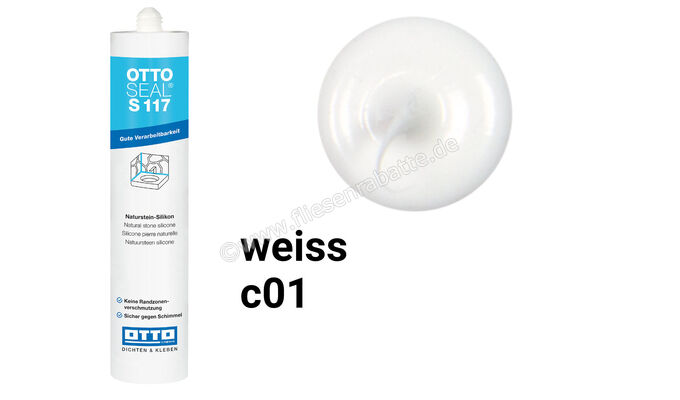 Otto Chemie OTTOSEAL S 117 Naturstein-Silikon 310 ml Kartusche Weiss S11704C01 | 418762