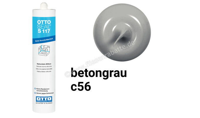 Otto Chemie OTTOSEAL S 117 Naturstein-Silikon 310 ml Kartusche Betongrau S11704C56 | 418792