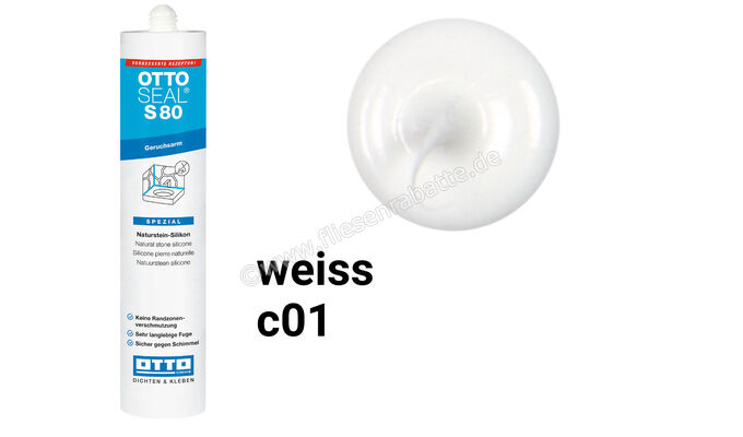 Otto Chemie OTTOSEAL S 80 Das geruchsarme Naturstein-Silikon 310 ml Kartusche Weiss S8004C01 | 419035