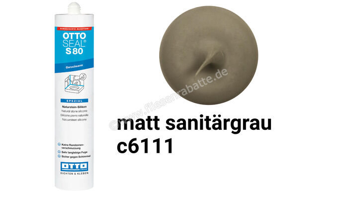 Otto Chemie OTTOSEAL S 80 Das geruchsarme Naturstein-Silikon 310 ml Kartusche Matt Sanitärgrau S8004C6111 | 419059