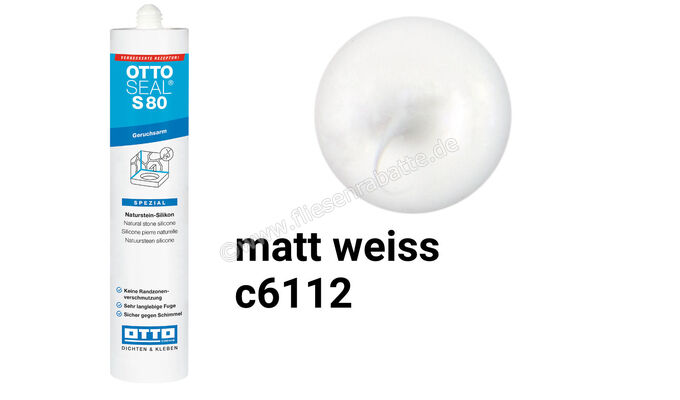 Otto Chemie OTTOSEAL S 80 Das geruchsarme Naturstein-Silikon 310 ml Kartusche Matt Weiss S8004C6112 | 419062