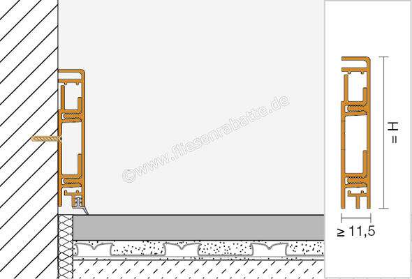 Schlüter Systems DESIGNBASE-CQ-AE Sockelprofilset Aluminium Aluminium natur matt eloxiert Höhe: 60 mm Länge: 2,5 m DBCQ60AE | 422536