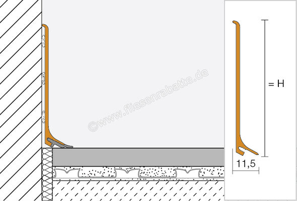  Schlüter Systems DESIGNBASE-SL-AE Sockelprofil Aluminium Aluminium natur matt eloxiert Höhe: 60 mm Länge: 2,5 m DBSL60AE | 424738