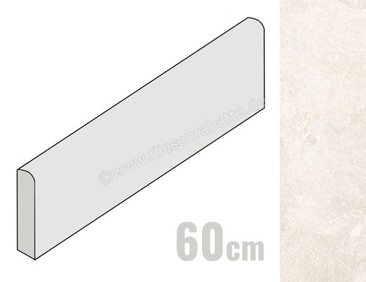 Marazzi Mystone Pietra Ligure Bianco 7x60 cm Sockel Matt Eben Naturale MPKY | 425092