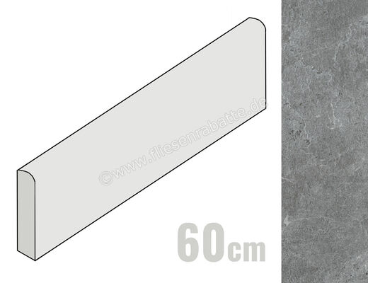 Marazzi Mystone Pietra Ligure Antracite 7x60 cm Sockel Matt Eben Naturale MPKZ | 425095