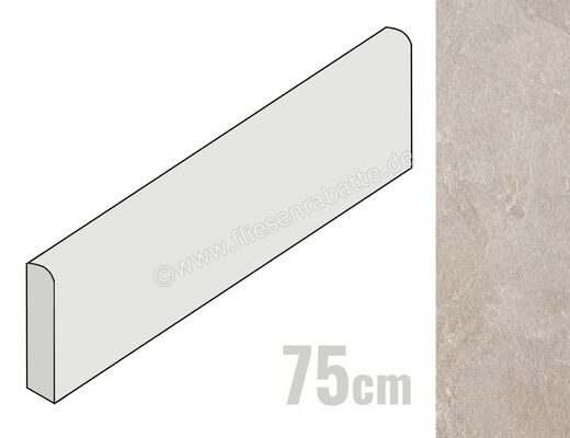 Marazzi Mystone Pietra Ligure Beige 7x75 cm Sockel Matt Eben Naturale MPL1 | 425101