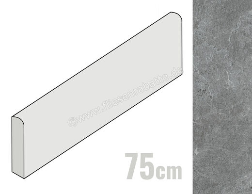 Marazzi Mystone Pietra Ligure Antracite 7x75 cm Sockel Matt Eben Naturale MPL2 | 425104