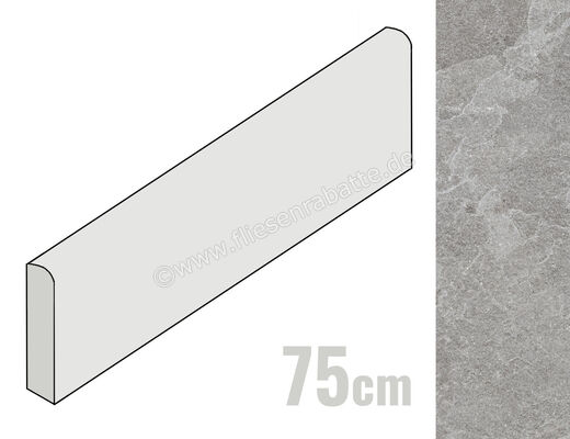 Marazzi Mystone Pietra Ligure Cenere 7x75 cm Sockel Matt Eben Naturale MPL3 | 425107