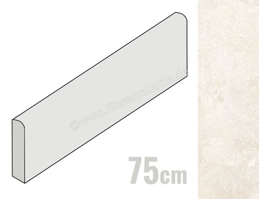 Marazzi Mystone Pietra Ligure Bianco 7x75 cm Sockel Matt Eben Naturale MPL4 | 425110