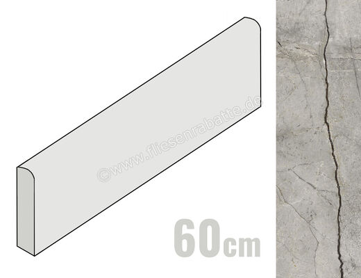 Marazzi Mystone Silver Root Grey 7x60 cm Sockel Matt Eben Naturale MPN9 | 426100