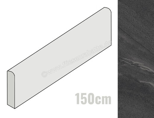  Imola Ceramica Lime-Rock Black N 6x150 cm Sockel Matt Strukturiert Naturale LMRCK BT150N | 433279