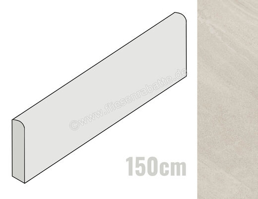  Imola Ceramica Lime-Rock White W 6x150 cm Sockel Matt Strukturiert Naturale LMRCK BT150W | 433282