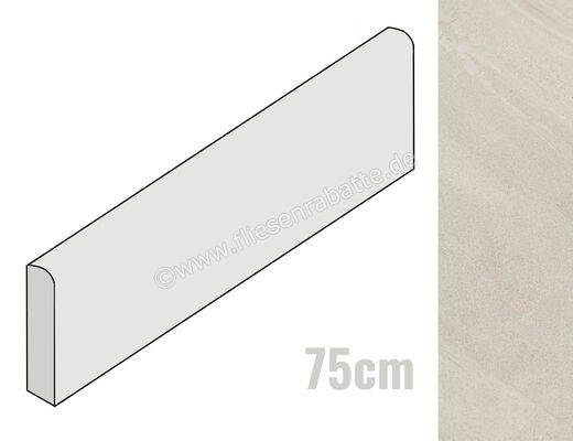  Imola Ceramica Lime-Rock White W 6x75 cm Sockel Matt Strukturiert Naturale LMRCK BT75W | 433294