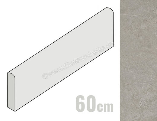 Imola Ceramica Stoncrete Silver AG 6x60 cm Sockel Matt Strukturiert Naturale STCR BT60AG | 437718