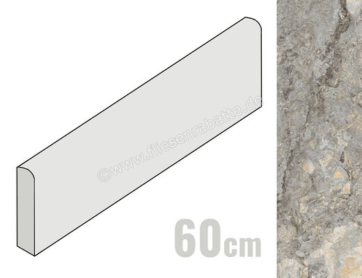 Imola Ceramica The Rock Grey Invisible 6x60 cm Sockel Matt Eben Naturale GREINV BT60 | 444072