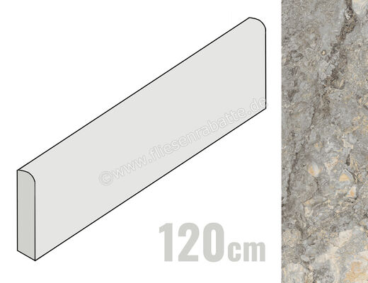 Imola Ceramica The Rock Grey Invisible 6x120 cm Sockel Matt Eben Naturale GREINV6 BT120 | 444078