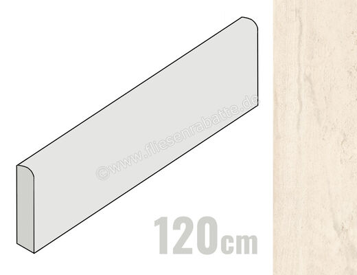 Imola Ceramica The Rock Travertino Argentum 6x120 cm Sockel Matt Eben Naturale TRARGE6 BT120 (188245) | 444117