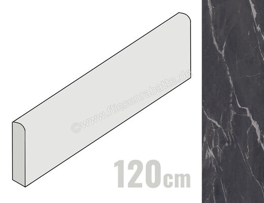 Imola Ceramica The Room Montecarlo Black 6x120 cm Sockel Stärke: 6,5 mm Matt Eben Naturale MON BL6 BT120 | 449451