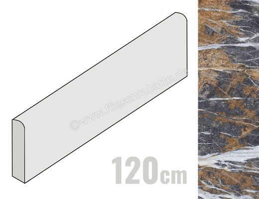  Imola Ceramica The Room Blue Jeans 6x120 cm Sockel Stärke: 6,5 mm Matt Glänzend Eben Lappato Honed BLU JE6BT120LPM (194437) | 449610