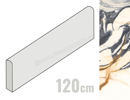  Imola Ceramica The Room Calacatta Picasso 6x120 cm Sockel Stärke: 6,5 mm Glänzend Eben Lappato CAL PI6 BT120LP (194439) | 449763