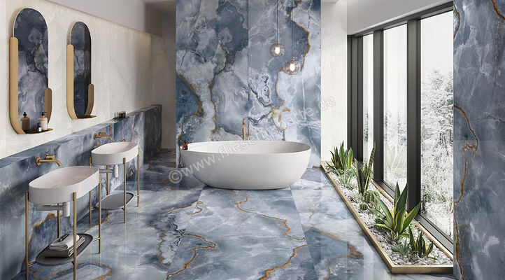  Emilceramica Tele Di Marmo Onyx Onyx Blue 60x120 cm Bodenfliese / Wandfliese Glänzend Eben Full Lappato EKTR | 453273