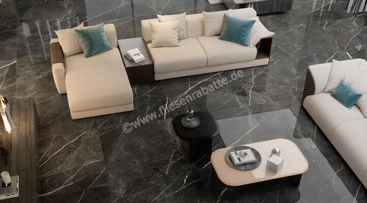  Atlas Concorde Marvel Gala Calacatta Black 60x120 cm Bodenfliese / Wandfliese Glänzend Eben Lappato AFXT | 461661
