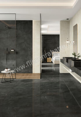 Atlas Concorde Marvel Onyx Noir 120x120 cm Bodenfliese / Wandfliese Glänzend Eben Lappato AJBN | 462138