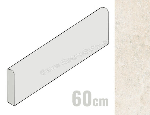  NovaBell Landstone Raw White 7x60 cm Sockel Matt Strukturiert Naturale LSTB80K | 471377