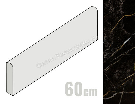  Ceramiche Caesar Marble Inspiration Anima Nero Atlante 7.2x60 cm Sockel Glänzend Eben Lucidato ADRT CAE | 474974