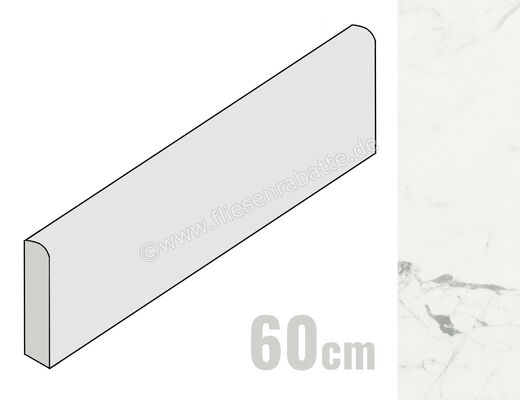  Ceramiche Caesar Marble Inspiration Anima Statuario Venato 7.2x60 cm Sockel Glänzend Eben Lucidato ACGO CAE | 475202