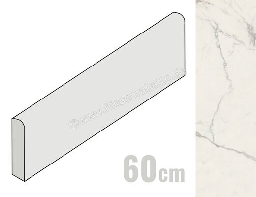  Ceramiche Caesar Marble Inspiration Anima Futura Majestic White 7.2x60 cm Sockel Glänzend Eben Lucidato AGGD CAE | 476420