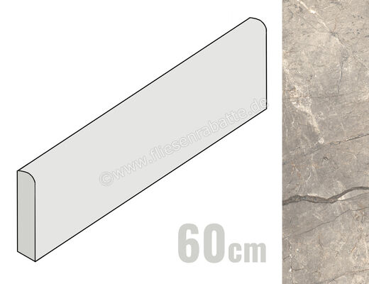  Ceramiche Caesar Marble Inspiration Anima Futura Amazing Silver 7.2x60 cm Sockel Glänzend Eben Lucidato AGGE CAE | 476423