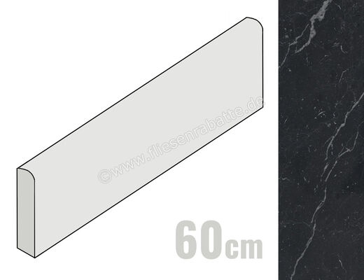  Ceramiche Caesar Marble Inspiration Anima Futura Unique Black 7.2x60 cm Sockel Glänzend Eben Lucidato AGGF CAE | 476426