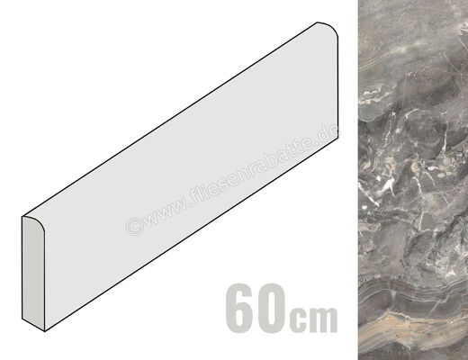  Ceramiche Caesar Marble Inspiration Anima Futura Keen Grey 7.2x60 cm Sockel Glänzend Eben Lucidato AGGG CAE | 476429
