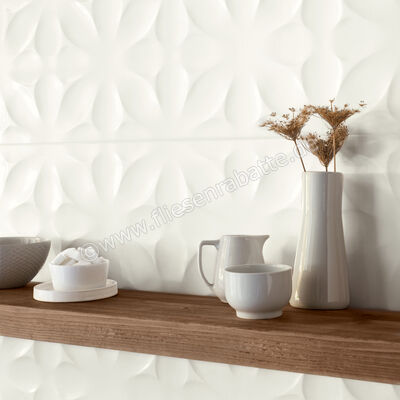  Ragno Freestyle White 25x76 cm Wandfliese Fiore 3D Matt Strukturiert Satin R6TU | 482837