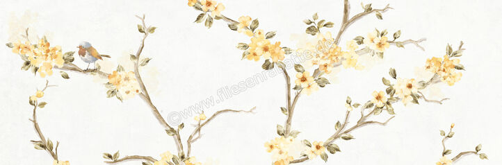 Ragno Mixed Bianco 40x120 cm Wandfliese Decoro Fiore Di Pesco Matt Eben Naturale RC5N | 486128