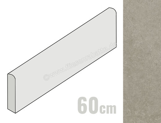 Ragno Realstone_Argent Ghiaccio 7x60 cm Sockel Matt Eben Naturale R9SN | 498203