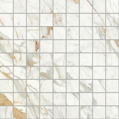  Ragno Incanto Calacatta Michelangelo 30x30 cm Mosaik 3x3 Glänzend Eben Glossy R95S | 515011