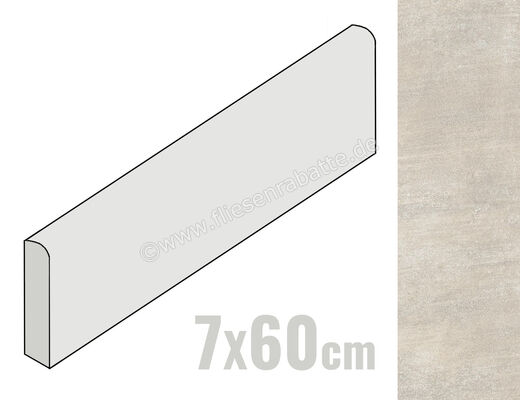  Ragno Sound Off White 7x60 cm Sockel Matt Eben Naturale R49R | 521089