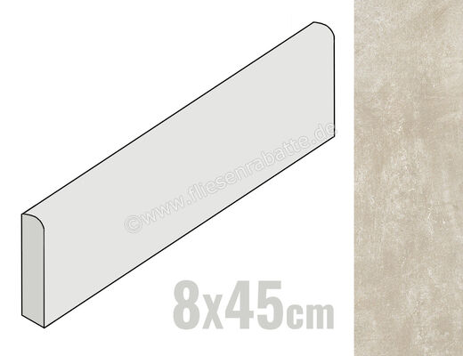  Ragno Sound Cream 8x45 cm Sockel Matt Eben Naturale R53U | 521128