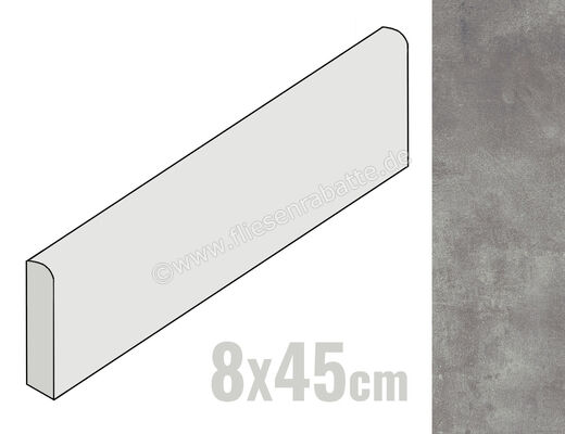  Ragno Sound Smoke 8x45 cm Sockel Matt Eben Naturale R53W | 521134