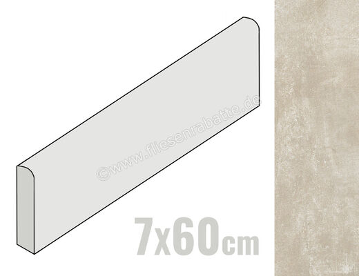  Ragno Sound Cream 7x60 cm Sockel Matt Eben Naturale R49S | 521173