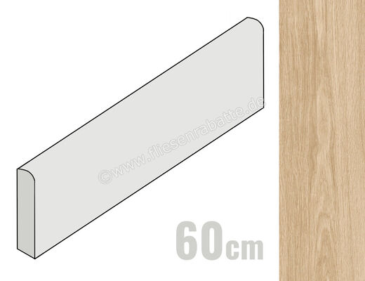  Ragno Woodsoft Beige Chiaro 6x60 cm Sockel Matt Eben Naturale R19K | 523714