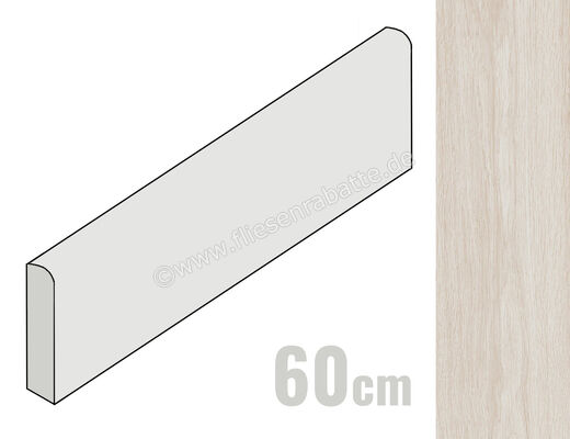  Ragno Woodsoft Bianco 6x60 cm Sockel Matt Eben Naturale R19J | 523729