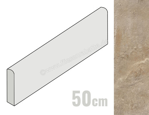  Monocibec Pietra Castello Fenis 8x50 cm Sockel Matt Strukturiert 125165 | 531122