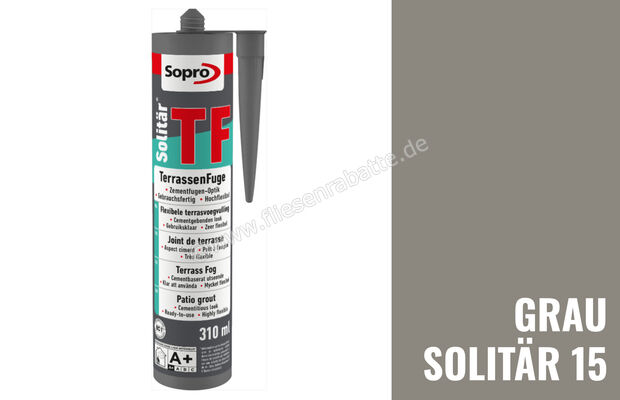  Sopro Bauchemie Solitär TF-STF Spezialfugenfüllstoff Terrassenfuge 310ml - Kartusche Grau Solitär 15 6GG5620143 | 533292