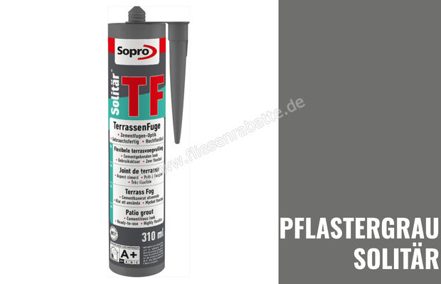  Sopro Bauchemie Solitär TF-STF Spezialfugenfüllstoff Terrassenfuge 310ml - Kartusche Pflastergrau Solitär 6GG5620243 | 533298
