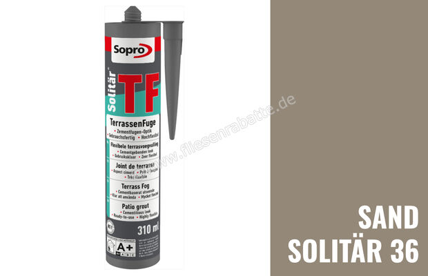  Sopro Bauchemie Solitär TF-STF Spezialfugenfüllstoff Terrassenfuge 310ml - Kartusche Sand Solitär 36 6GG5620343 | 533304