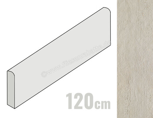 Del Conca Stone Edition Travertino 7x120 cm Sockel Matt Strukturiert Naturale G0SE10R12 | 537747